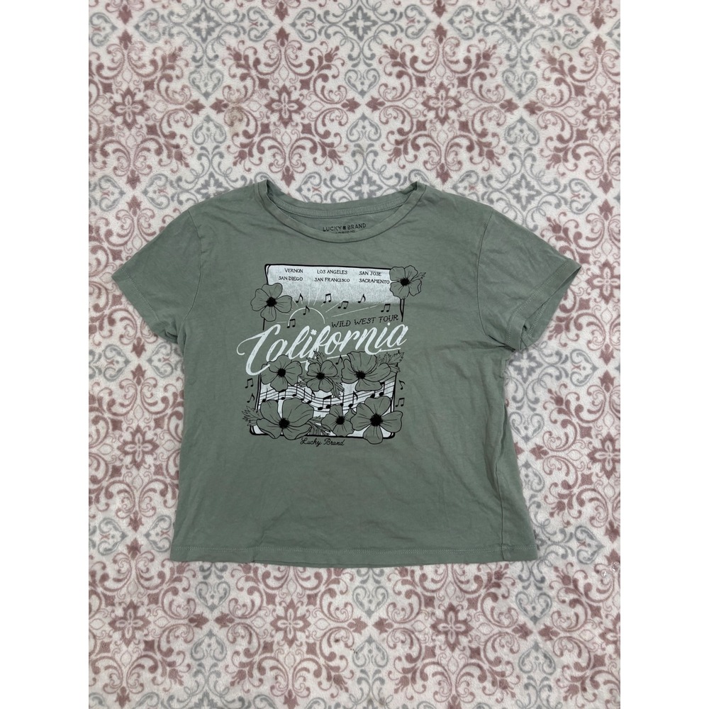 Lucky Brand Girls California Wild West Tour Graphic Tee Green Size L 12/14